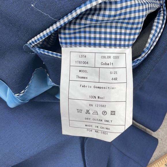 Paul Betenly Suit Men 44R 39W 30L Cobalt Blue Thomas Classic Career Wool - Picture 5 of 16